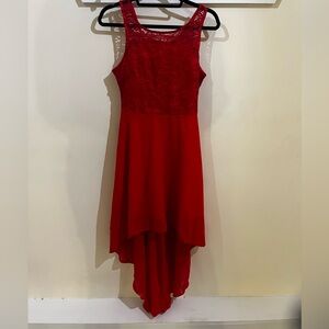 Elegant Red Lace Women's Dress